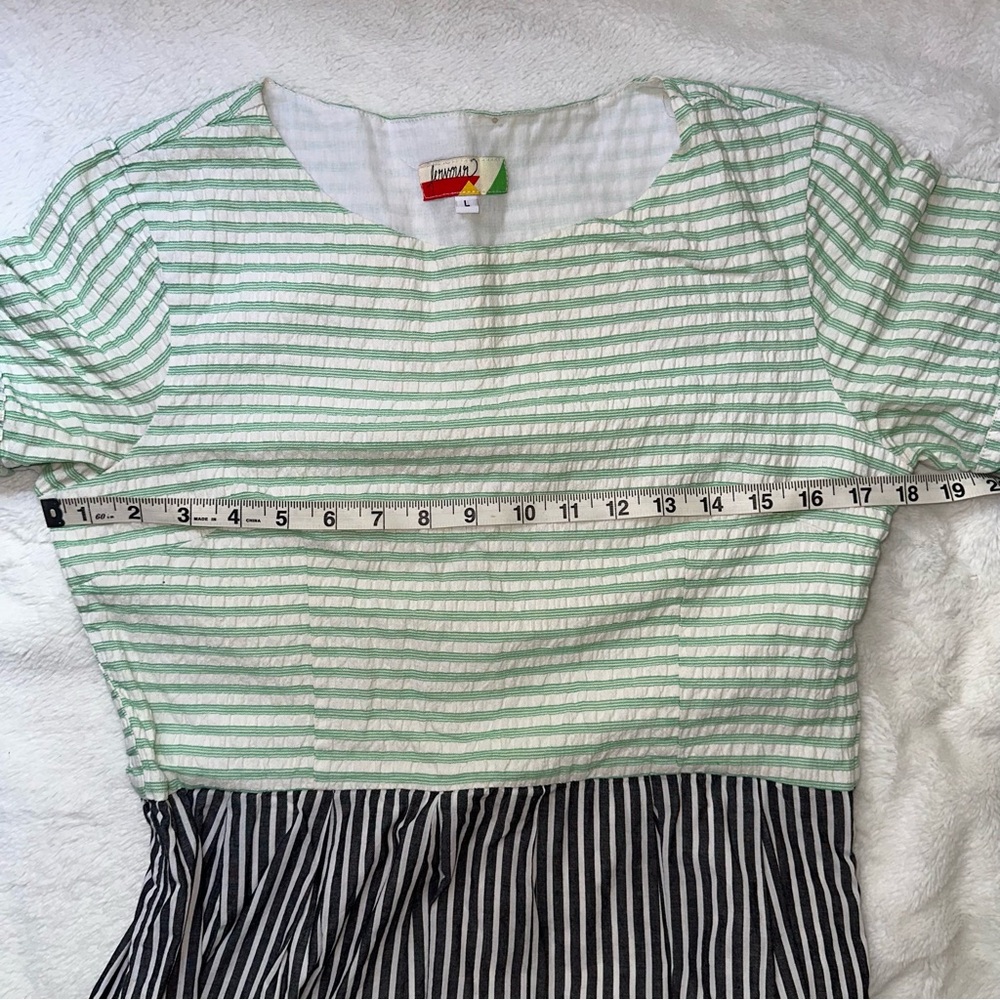 Fervour ModCloth Fit Flare Dress Retro 70s Striped Pinup Unique Colorful Large - Picture 7 of 10